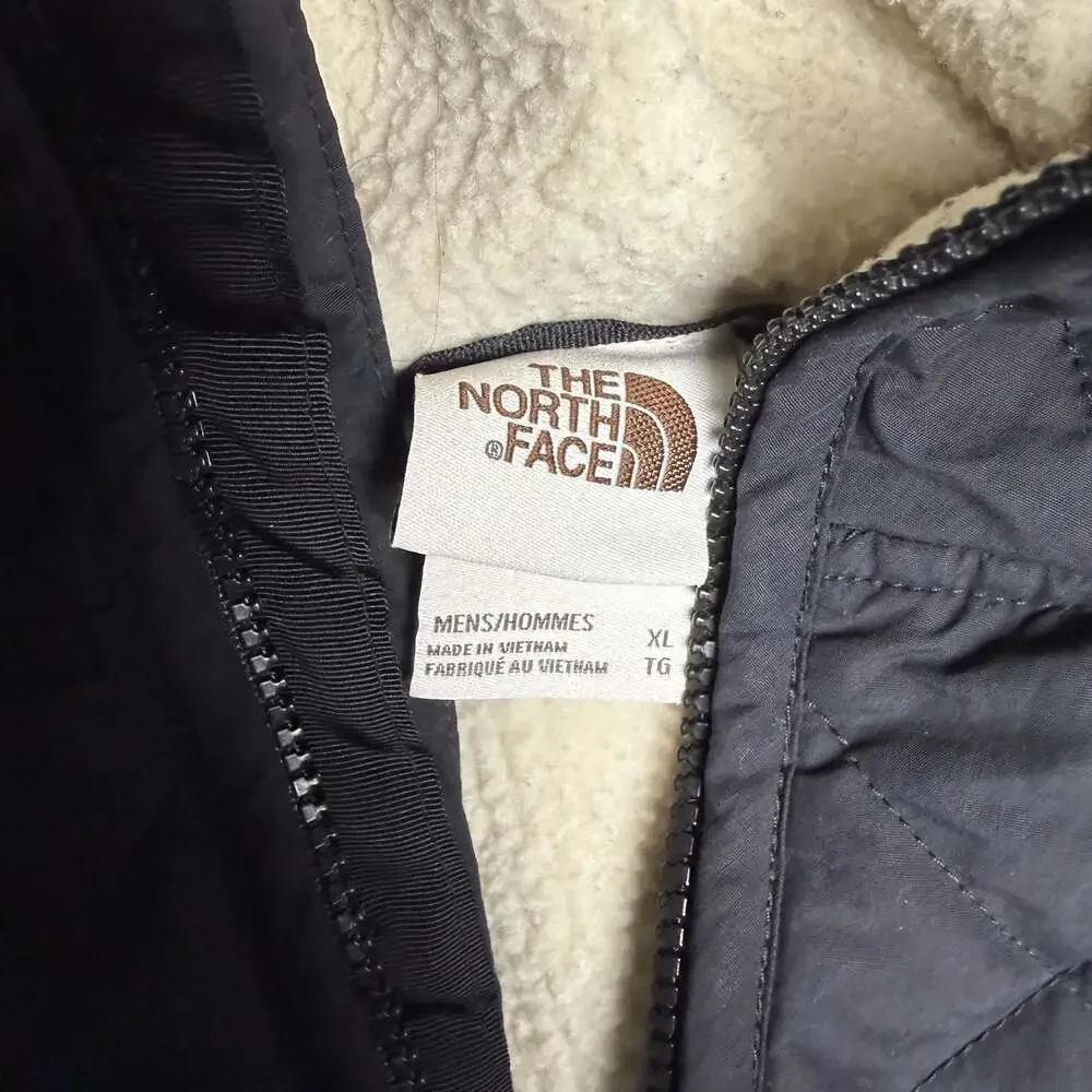 North Face Men's Cuchillo Full Zip Quilted Sherpa Lined Hoodie Jacket XL Black